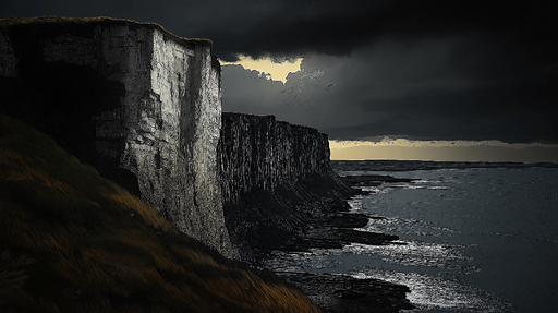 Papier peint falaise Paysage dramatique de falaises surplombant l'océan sous un ciel sombre