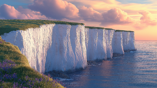 Papier peint falaises Éblouissantes falaises blanches au bord de la mer