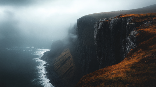 Papier peint falaises Spectaculaire paysage côtier embrumé