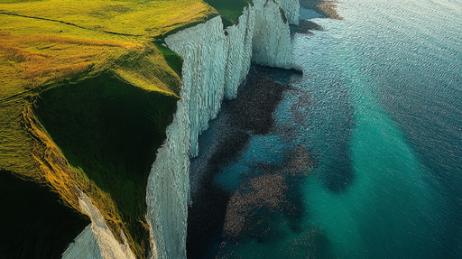 Papier peint falaises Spectaculaire vue aérienne sur des falaises blanches et mer turquoise