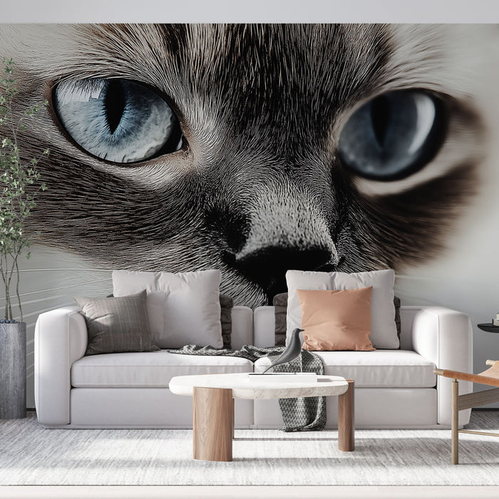 Papier peint félin | Portrait d'un chat aux yeux éclatants