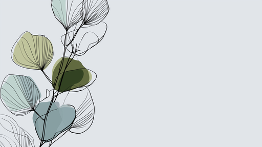 Papier peint feuillage abstrait Feuilles délicates aux teintes vertes et bleues