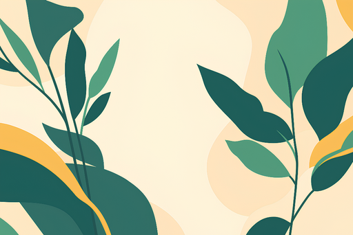 Papier peint feuillage abstrait Feuilles stylisées sur fond doux