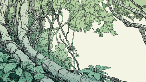 Papier peint feuillage abstrait Motifs de branches et feuillage en nuances de vert