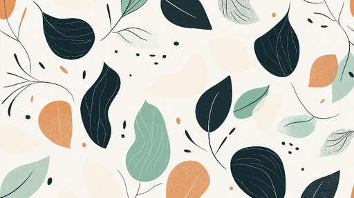 Papier peint feuillage abstrait Motifs de feuilles colorées sur fond clair