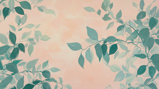 Papier peint feuillage aquarelle Feuilles délicates sur fond pastel