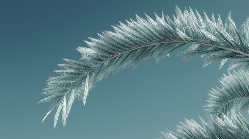 Papier peint feuillage aquatique Élégantes feuilles turquoise sur fond dégradé