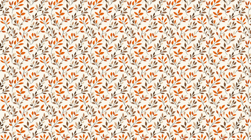 Papier peint feuillage automnal Motif de feuilles orange et marron sur fond crème