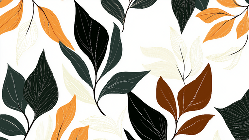 Papier peint feuillage automnal Motif élégant de feuilles colorées sur fond blanc