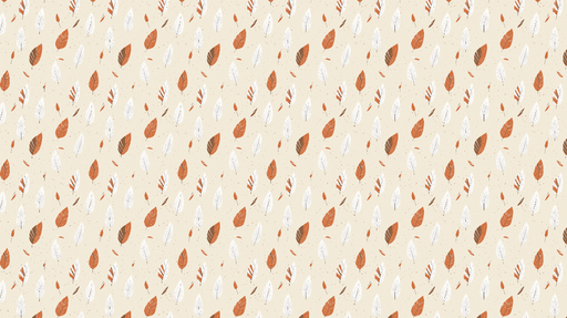 Papier peint feuillage automnal Motifs de feuilles orange et blanches sur fond beige