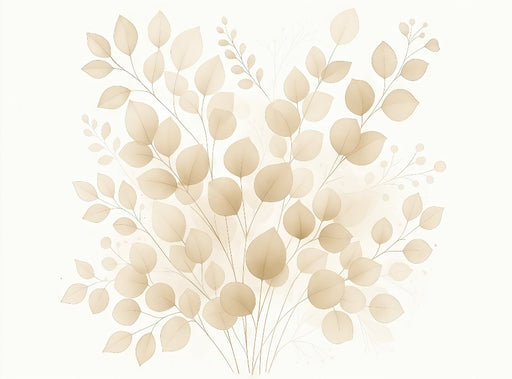 Papier peint aux motifs de feuilles délicates dans des tons beiges et crémeux, créant une ambiance douce et apaisante, idéale pour un espace zen.