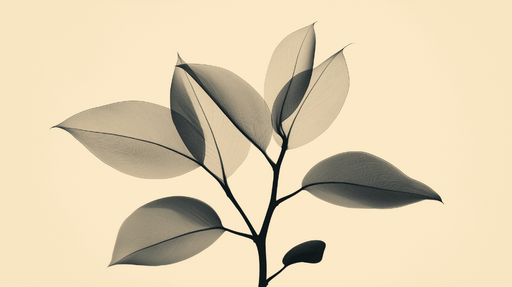 Papier peint feuillage beige Feuilles en transparence