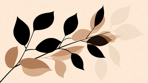 Papier peint feuillage beige Feuilles noires en contraste