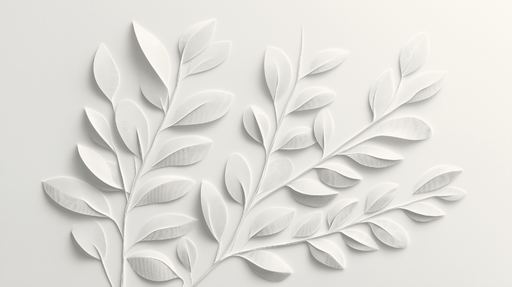 Papier peint feuillage blanc Comme une sculpture