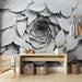 Papier peint feuillage blanc avec motif tourbillonnant en relief pour décoration murale moderne