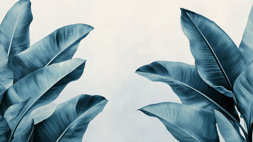 Papier peint feuillage bleu canard Feuilles délicates et élégantes sur fond clair