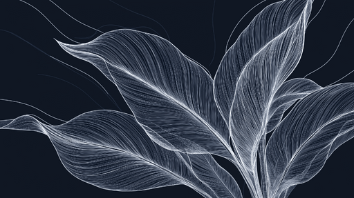 Papier peint feuillage bleu et blanc Grandes feuilles art déco