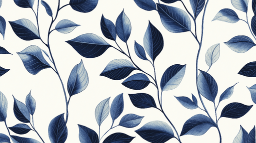 Papier peint feuillage bleu Feuilles délicates sur fond clair