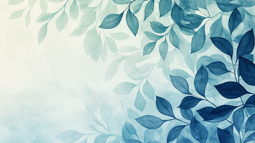 Papier peint feuillage bleu Feuilles élégantes sur fond aquatique