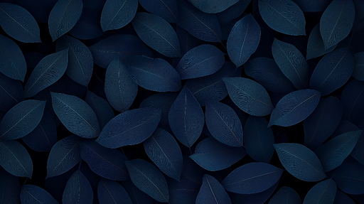 Papier peint feuillage bleu Feuilles élégantes sur fond sombre