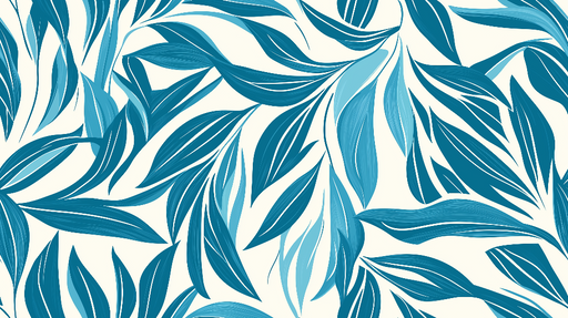 Papier peint feuillage bleu Feuilles stylisées sur fond clair