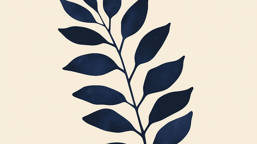 Papier peint feuillage bleu Grandes feuilles bleu marine et fond beige