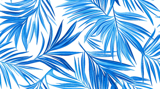 Papier peint feuillage bleu Palmes tropicales en nuances de bleu