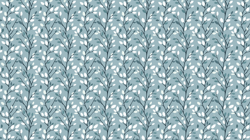 Papier peint feuillage bleuté Motif de branches et feuilles sur fond bleu