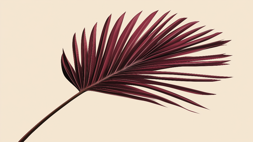 Papier peint feuillage Bordeaux Feuille de palmier bordeaux sur fond doux