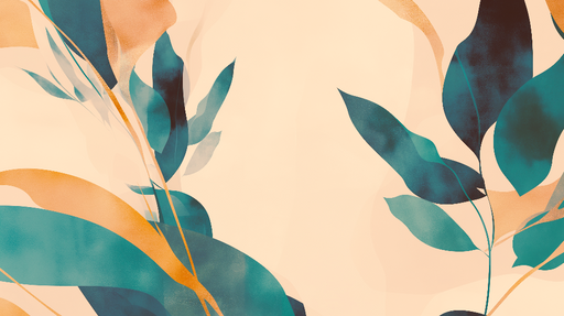 Papier peint feuillage chic vintage orange et vert