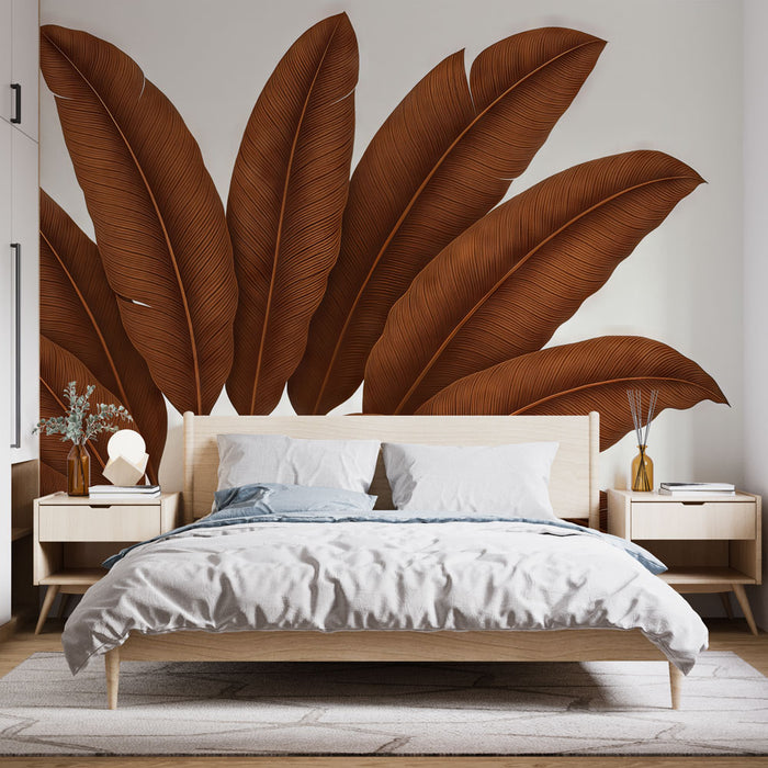 Papier peint feuillage chocolat | Bouquet de feuilles de bananiers