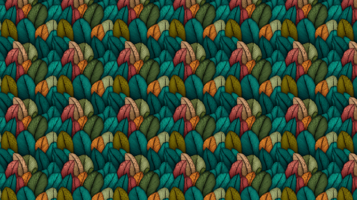 Papier peint feuillage coloré Feuilles aux teintes variées sur fond vibrant