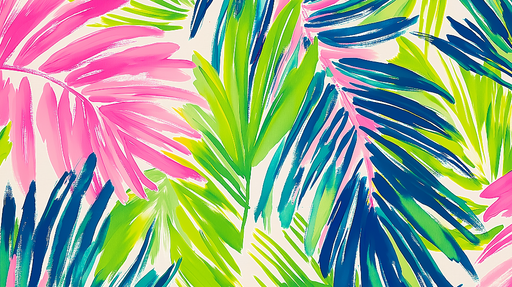 Papier peint feuillage coloré Feuilles roses et vertes vives