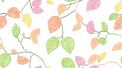 Papier peint feuillage coloré Feuilles stylisées et motifs vibrants