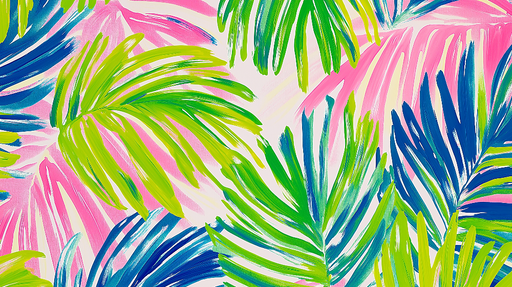 Papier peint feuillage coloré Feuilles tropicales vibrantes et fond pastel