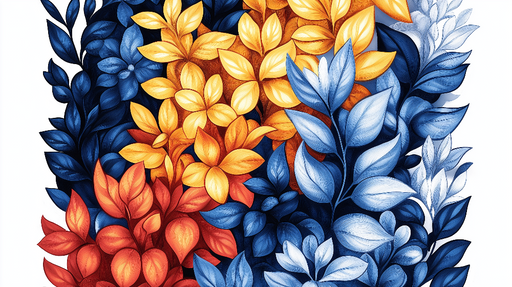 Papier peint feuillage coloré Feuilles vibrantes aux teintes chaudes et froides