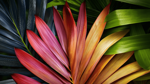 Papier peint feuillage coloré Fougères et feuilles aux teintes vibrantes