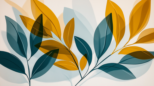 Papier peint feuillage coloré Jaune et vert en transparence
