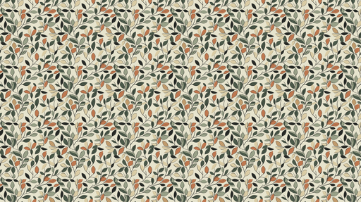 Papier peint feuillage coloré Motif de feuillages et baies sur fond clair