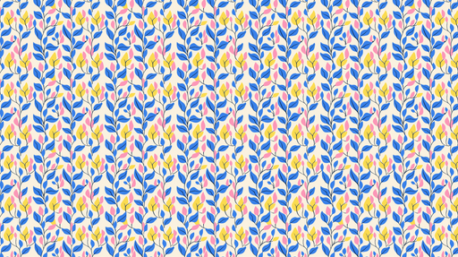 Papier peint feuillage coloré Motif de feuilles et fleurs éclatantes sur fond clair