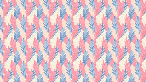 Papier peint feuillage coloré Motif de feuilles roses et bleues sur fond clair