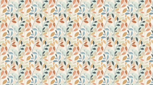 Papier peint feuillage coloré Motifs de feuilles aux tons doux et naturels