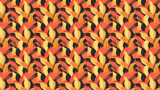 Papier peint feuillage coloré Motifs de feuilles dans des tons chauds