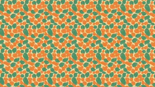 Papier peint feuillage coloré Motifs de feuilles en orange et vert sur fond clair
