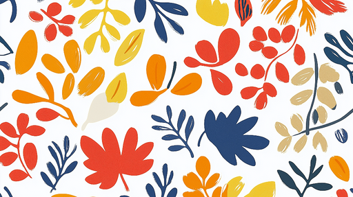 Papier peint feuillage coloré Motifs de feuilles vibrants et ludiques