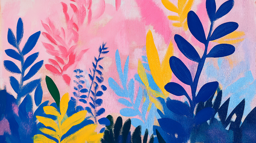 Papier peint feuillage coloré Motifs végétaux vibrants sur fond pastel