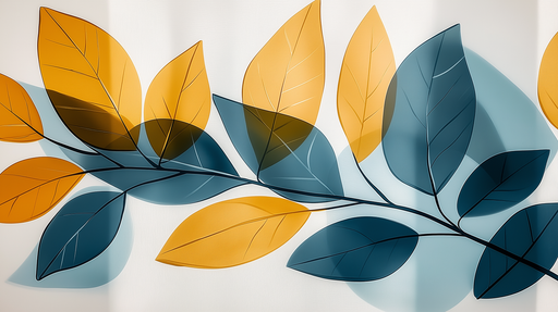 Papier peint feuillage coloré Ombre et lumière
