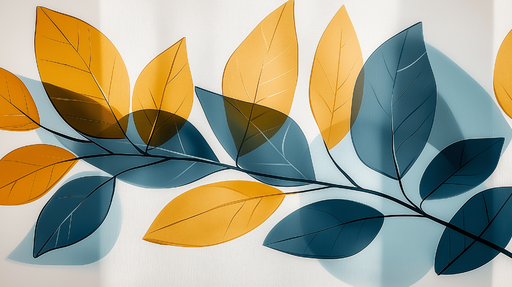 Papier peint feuillage coloré Ombre et lumière