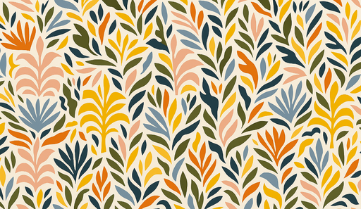 Papier peint feuillage coloré Un motif vibrant de feuilles en nuances chaudes et froides