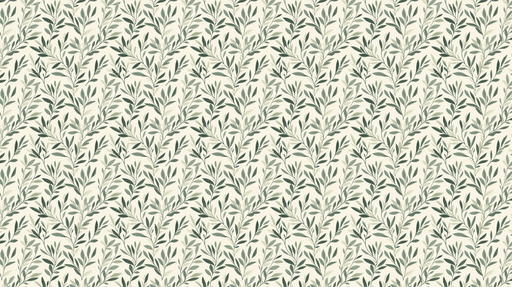 Papier peint feuillage délicat Motif de branches de feuilles vertes sur fond crème